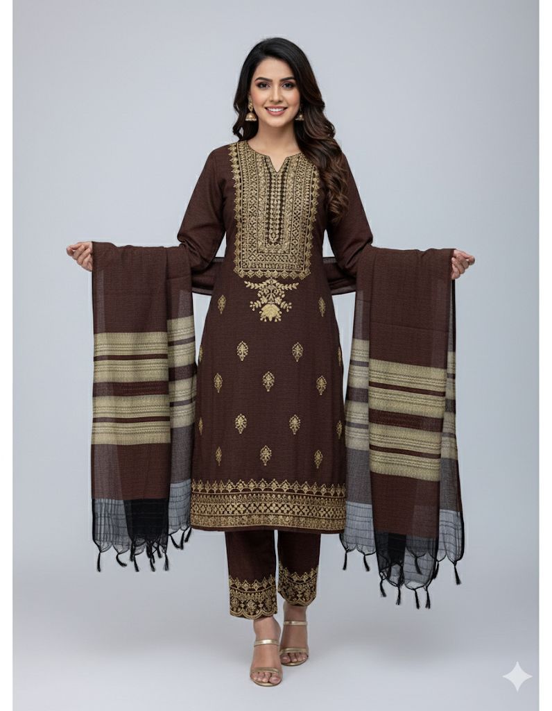 Baroque Printed Stitched Khaddar 3pc